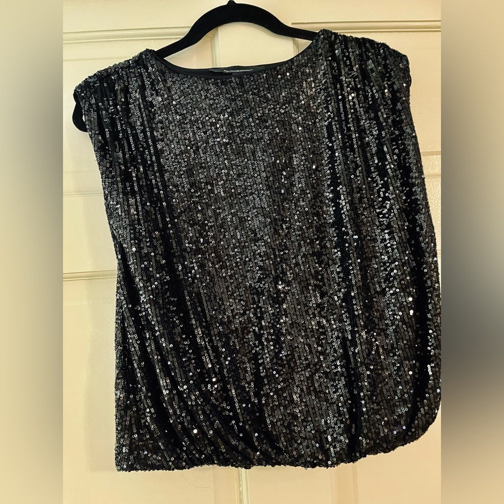 White House Black Market Black Sequin Top